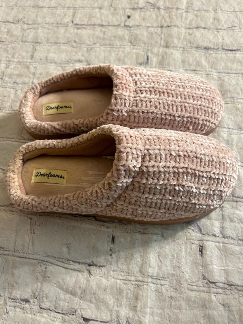 DEARFOAMS PINK WOMEN’S MEMORY FOAM KNIT CLOG COZY RIBBED OPEN BACK SLIPPERS XL